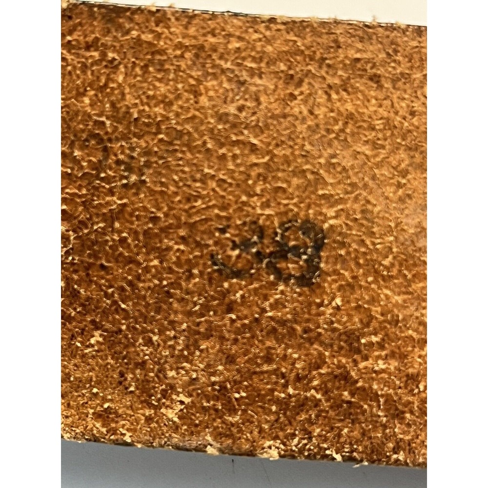 Vintage Brown Floral Embossed Leather Belt w Phoenix Bird Belt Buckle Marked 38 - Picture 11 of 14